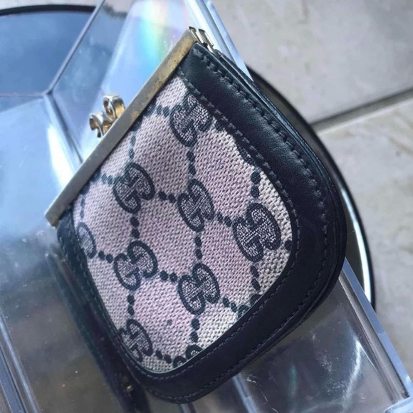 Rare Vintage Gucci Guccissima Pink & Black Leather Monogram Coin Pouch - Picture 5 of 13